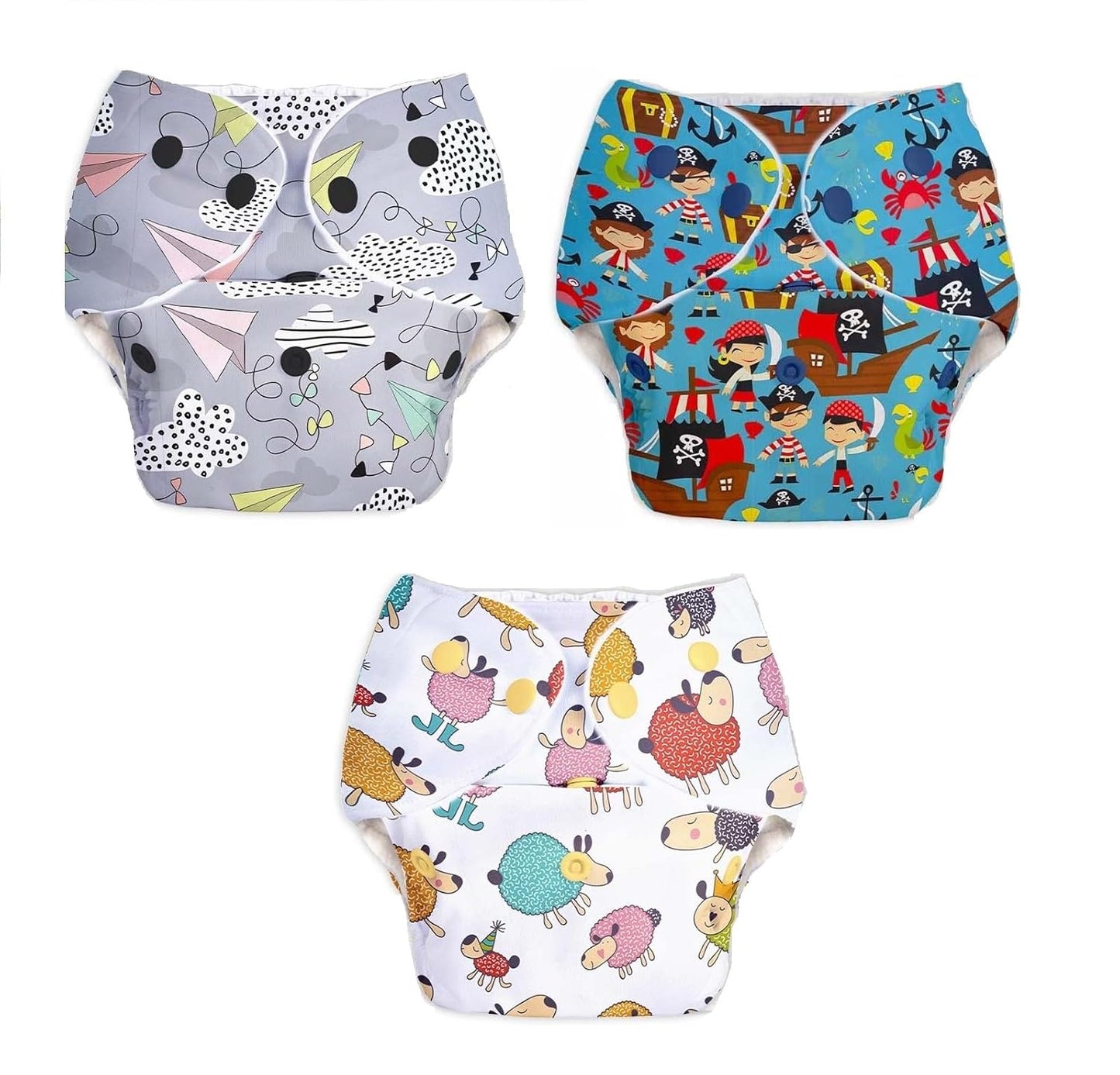 Baby Reusable Diapers - Waterproof & Leakproof Diapers for 0-3 year old Babies (Size is Adjustable)