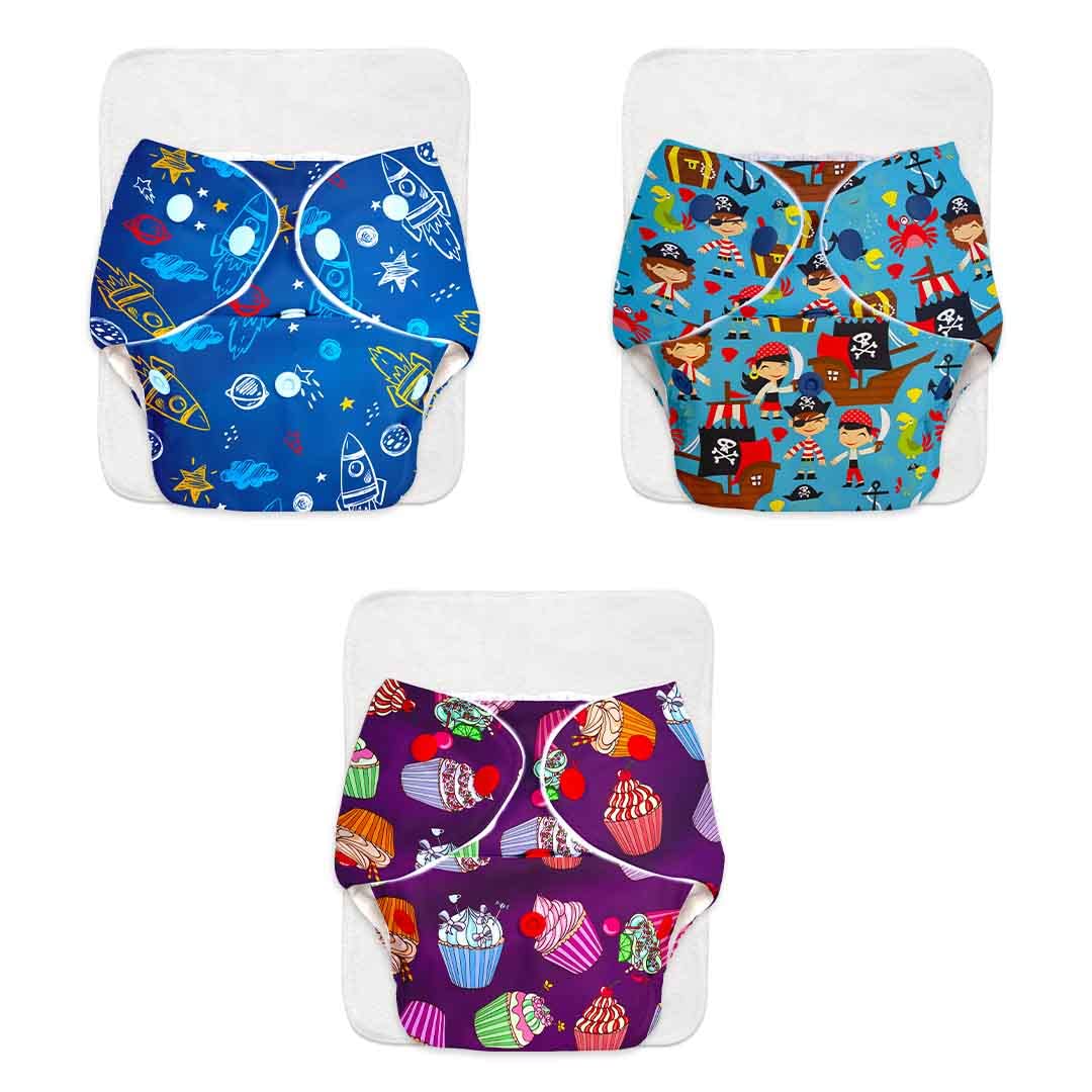 Baby Reusable Diapers - Waterproof & Leakproof Diapers for 0-3 year old Babies (Size is Adjustable)