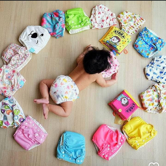 Baby Reusable Diapers - Waterproof & Leakproof Diapers for 0-3 year old Babies (Size is Adjustable)