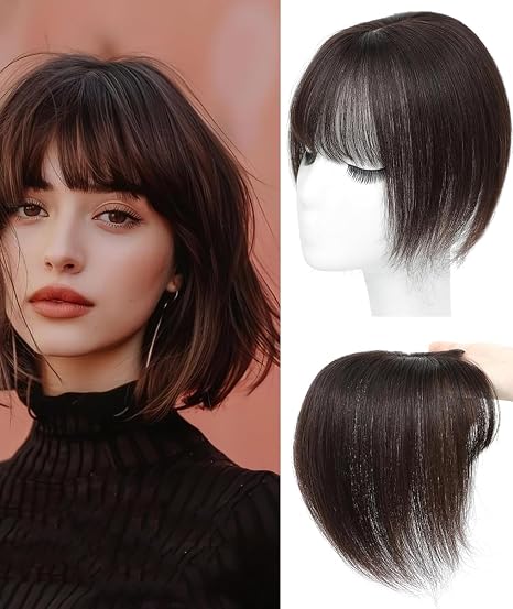 3D Hair Topper with Front Bangs - Covers White Hair and Visible Frontline - 2 Clips
