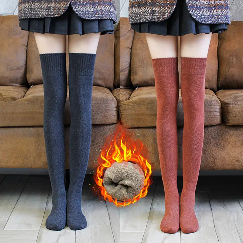 Buy 1 Get 2 Free - Warm and Over-the-Knee, Woolen Socks – Knitted, Non-Slip, Stylish Comfort