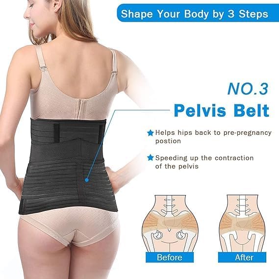 3 in 1 Postpartum Recovery Belt - Post Pregnancy Abdominal Belt for Back Pain and Waist/Pelvis Support