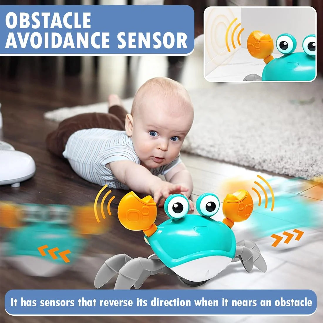 Crawling Crab Toy with Sensors - For Kids and Pets