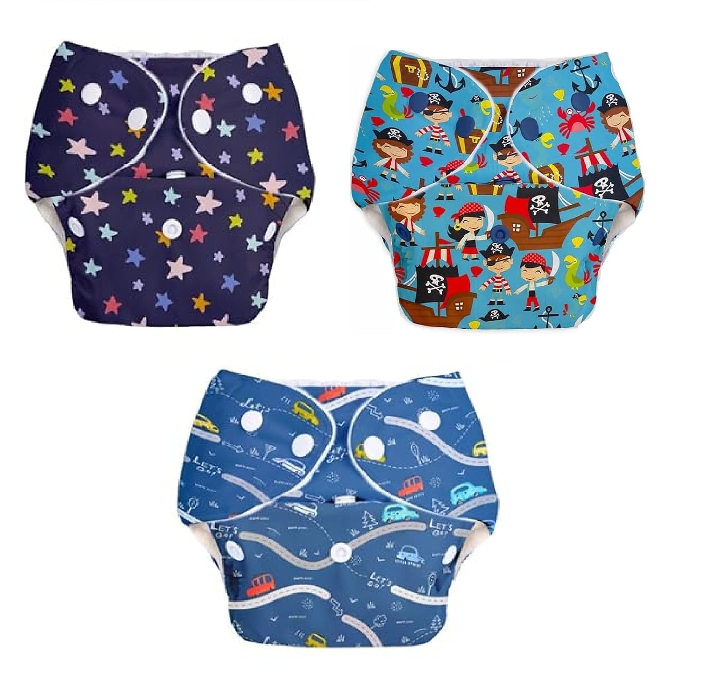 Baby Reusable Diapers - Waterproof & Leakproof Diapers for 0-3 year old Babies (Size is Adjustable)