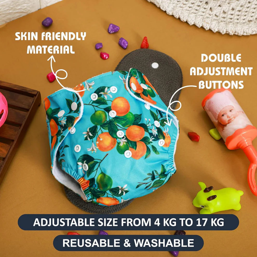 Baby Reusable Diapers - Waterproof & Leakproof Diapers for 0-3 year old Babies (Size is Adjustable)