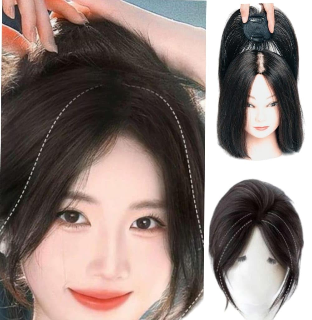 2 Clip Front Hair Topper - For Covering Grey Hairs & Front Hairline