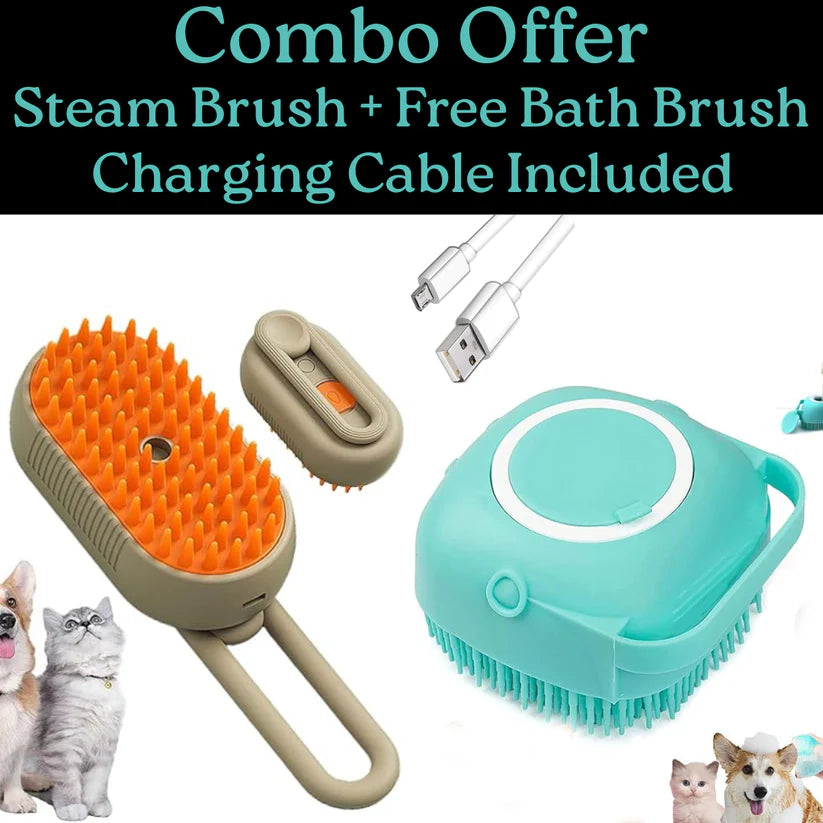 3 in 1 Pet Grooming Brush for Dogs and Cats + Free Bathing Brush