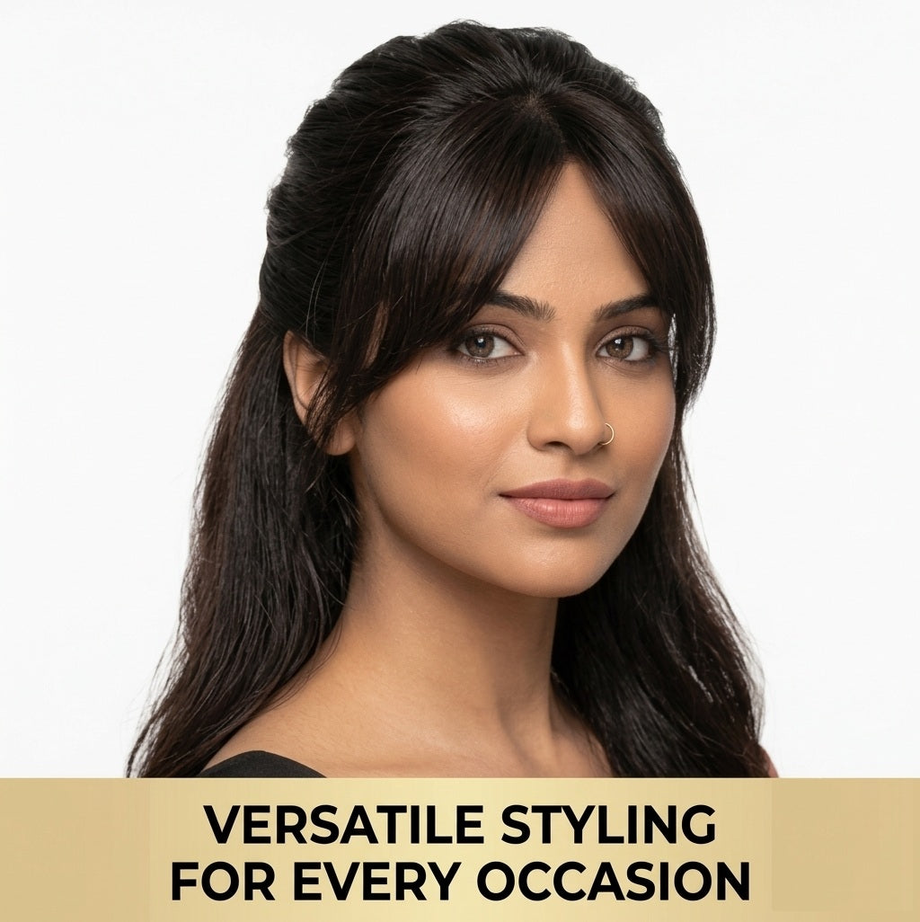 2 Clip Front Hair Topper - For Covering Grey Hairs & Front Hairline